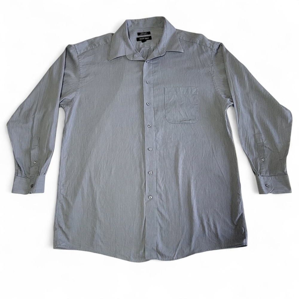 Murano Long-Sleeve Button-Down Men's Shirt Striped Grey 18/36 Tall (Chest 52 in)